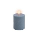 Candles, LED pillar candle, 7,8 x 10 cm, rustic texture, hazy blue, Light blue