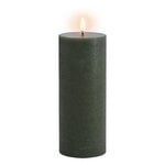 Candles, LED pillar candle, 7,8 x 20 cm, rustic texture, olive green, Green