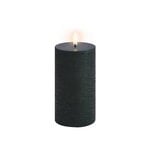 Candles, LED pillar candle, 7,8 x 15 cm, rustic texture, pine green, Green