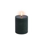Candles, LED pillar candle, 7,8 x 10 cm, rustic texture, pine green, Green