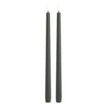Candles, LED taper candle, 32 cm, 2 pcs, olive green, Green