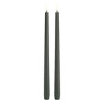 Uyuni Lighting LED taper candle, 32 cm, 2 pcs, olive green