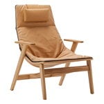 Armchairs & lounge chairs, Ace armchair with headrest, matt oak - ochre leather, Brown