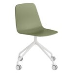 Chaises de bureau, Chaise Maarten, base pyramidale à roulettes, blanc - dusty green, Blanc