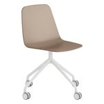 Maarten chair, pyramid casters base, white - taupe