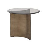 Coffee tables, Arc sofa table, small, brown glass - bronze patinated steel, Brown