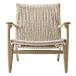 Armchairs & lounge chairs, CH25 lounge chair, white oiled oak - natural cord, Natural