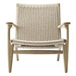 Fauteuils, Fauteuil lounge CH25, chêne huilé blanc - corde naturelle, Naturel