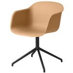 Fiber armchair, swivel base, ochre - black