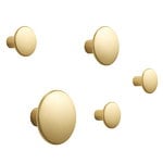 Wall hooks, Dots Metal coat hooks, set of 5, brass, Gold