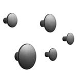 Wall hooks, Dots Metal coat hooks, set of 5, black, Black