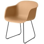 Fiber armchair, sled base, ochre - black