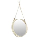Specchi da parete, Specchio Adnet, M, pelle color crema, Bianco