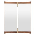 Wall mirrors, Vanity wall mirror, 2 panels, walnut - brass, Brown