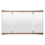Wall mirrors, Vanity wall mirror, 3 panels, walnut - brass, Brown