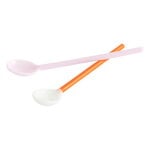 Cutlery, Glass spoons Duo, 2 pcs, light pink - bright orange, Multicolour