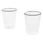 Drinkware, Rim drinking glass, 2 pcs, clear - black rim, Transparent