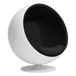 Poltrone, Sedia Ball Chair, bianco - nero, Bianco