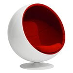 Poltrone, Sedia Ball Chair, bianco - rosso, Bianco
