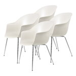 Ruokapöydän tuolit, Bat tuoli, alabaster white - kromijalat, 4 kpl setti, Valkoinen