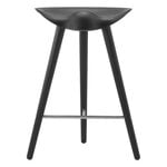 Tabourets et chaises de bar, Tabouret de comptoir ML42, 69 cm, hêtre noir - acier inoxydable, Noir