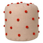 Dot tufted pouf, camel - red