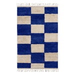 Tapis en laine, Tapis noué Mara, L, bleu vif - blanc cassé, Blanc