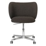 ferm LIVING Rico dining chair with castors, dark brown Soft Bouclé