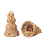 ferm LIVING Braided bell baubles, set of 2, natural rattan