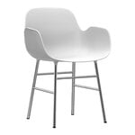 Ruokapöydän tuolit, Form käsinojallinen tuoli, kromi - valkoinen, Valkoinen