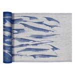 Sittunderlag, Aallokko bastuöverdrag, 46 x 150 cm, linne - blått, Naturfärgad