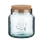 Jars & boxes, Oiva - Unikko jar, small, recycled glass - cork, Transparent