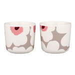 Cups & mugs, Oiva - Unikko cup w/o handle, 2 dl, 2pcs, white-clay-powder-red, White
