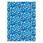 Marimekko Pieni Unikko fabric, white - blue