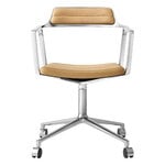 452 Swivel tuoli, kiillotettu runko - camel nahka, pyörät