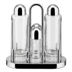 Alessi 5070 condiment set, stainless steel - crystalline glass, product image