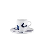 Alessi Itsumo - Yunoki mocha cup with saucer, 9 cl, white - blue, product image