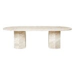 GUBI Epic dining table, elliptical, white travertine, view 1