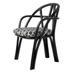 GUBI Bistra dining armchair, ebony painted rattan - Reales Pattern 003, product image
