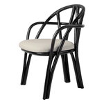 GUBI Bistra dining armchair, ebony painted rattan - Fustagno 001, product image