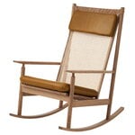 Warm Nordic Swing rocking chair, teak - Nevada cognac leather
