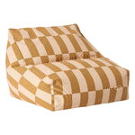 Nobodinoz Vibes kids' armchair beanbag, mustard and sand tiles, view 1