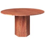 GUBI Table de salle à manger ronde Epic, 130 cm, travertin rouge