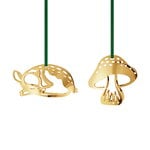 Georg Jensen Collectable ornament 2023, deer and mushroom, gold plated brass