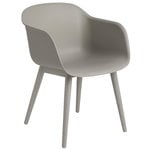 Muuto Fiber armchair, wood base, grey