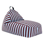 Nobodinoz Bliss Long pouf per bambini, righe blu bordeaux, vista 1