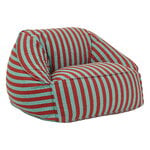 Nobodinoz Ziggy armchair beanbag, red teal green stripes, view 1