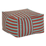 Nobodinoz Otto ottoman beanbag, 55 x 55 cm, red teal green stripes, view 1
