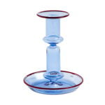 HAY Flare candleholder, medium, light blue with red rim