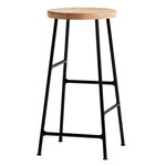 HAY Cornet bar stool, low, soft black - oiled oak seat